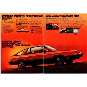 1979 Plymouth Horizon TC3 Sport Coupe 2 Page Vintage Print Ad 70s Wall Art